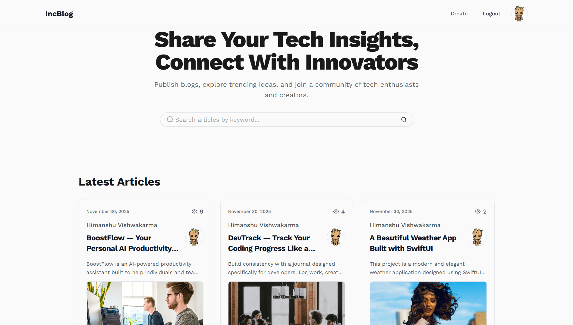 INcBlog (Tech Blogging Platform)